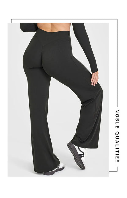 Women's Mid Waist Sport Trousers Wide-Leg Pants Ultra Soft Yoga Pilates Running Gym Pants