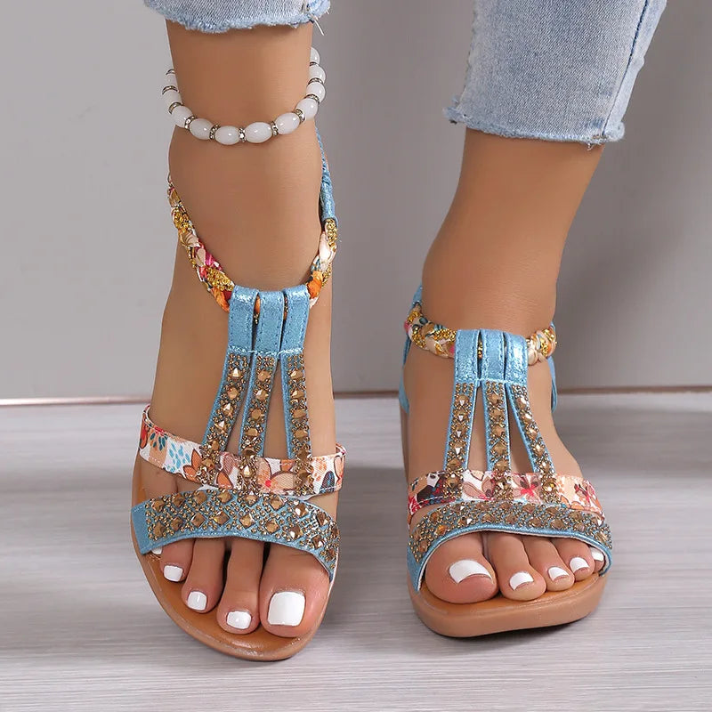 Women's Wedge Sandals Summer Shoes Shiny Rhinestones Elastic Platform Peep Toe Outdoor Sandals The Clothing Company Sydney