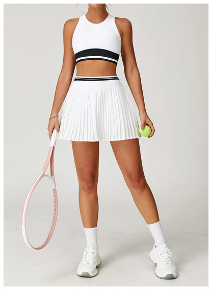 2 Piece Yoga Suit Yoga Sports Women Tennis Fitness Suit Running Sports Short Skirt Yoga Set Workout Set Athletic Wear