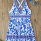 Summer Two Piece Swimsuit Vintage Floral Print Swimwear Female Tankini Sets Deep V Beach Wear Women Swimming Bathing Suit