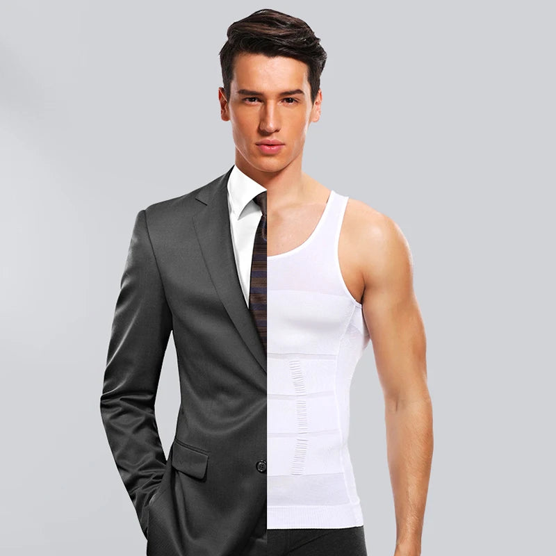 Men's Body Shaper Vest Shirt Abs Gym Workout Compression Tank Top Sleeveless Shapewear