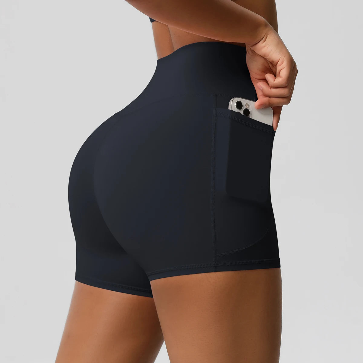 Women's Pocketed Yoga Legging Shorts Squat Proof High Waist Fitness Quick Drying Cycling Workout Gym Shorts