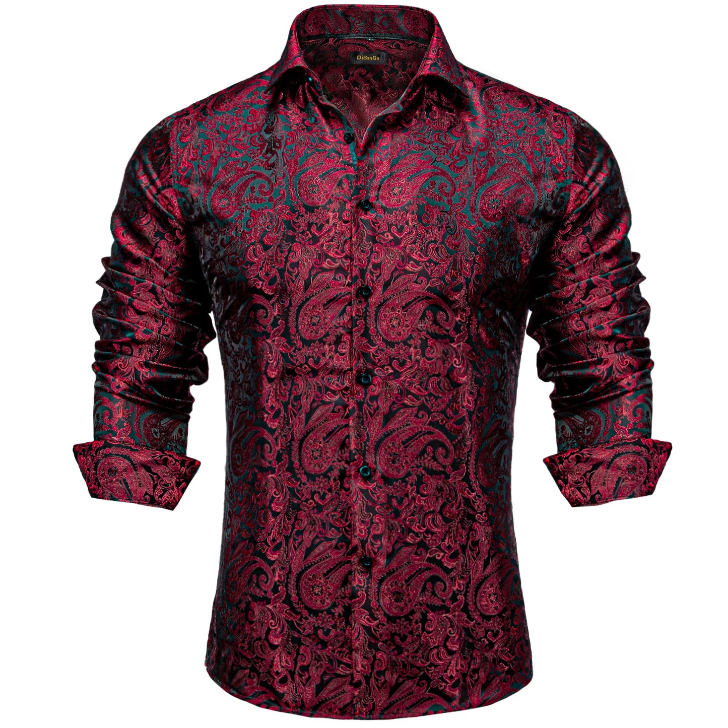 Men's Long Sleeve Black Paisley Silk Dress Shirts Casual Tuxedo Wedding Party Shirt Luxury Designer Men Clothing The Clothing Company Sydney