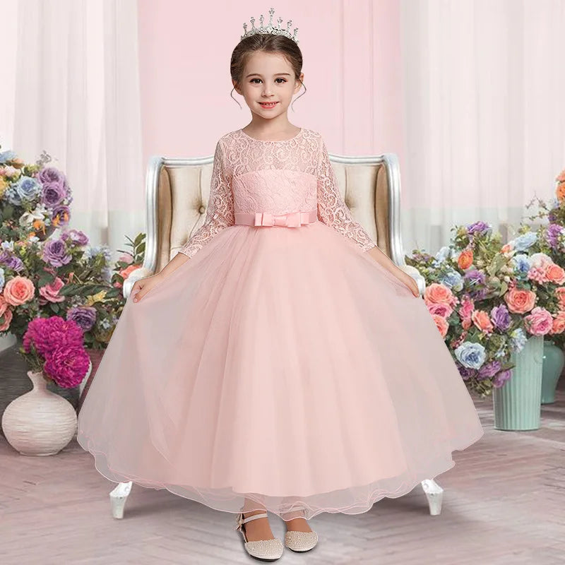 Girls Teenage Princess Dress Party Ball Gown Wedding Lace Kids Christmas Bridesmaid Costume Birthday Party Dress