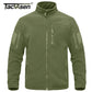 Full Zip Up Tactical Green Fleece Jacket Thermal Warm Work Coats Men's Pockets Safari Jacket Hiking Outwear Windbreaker