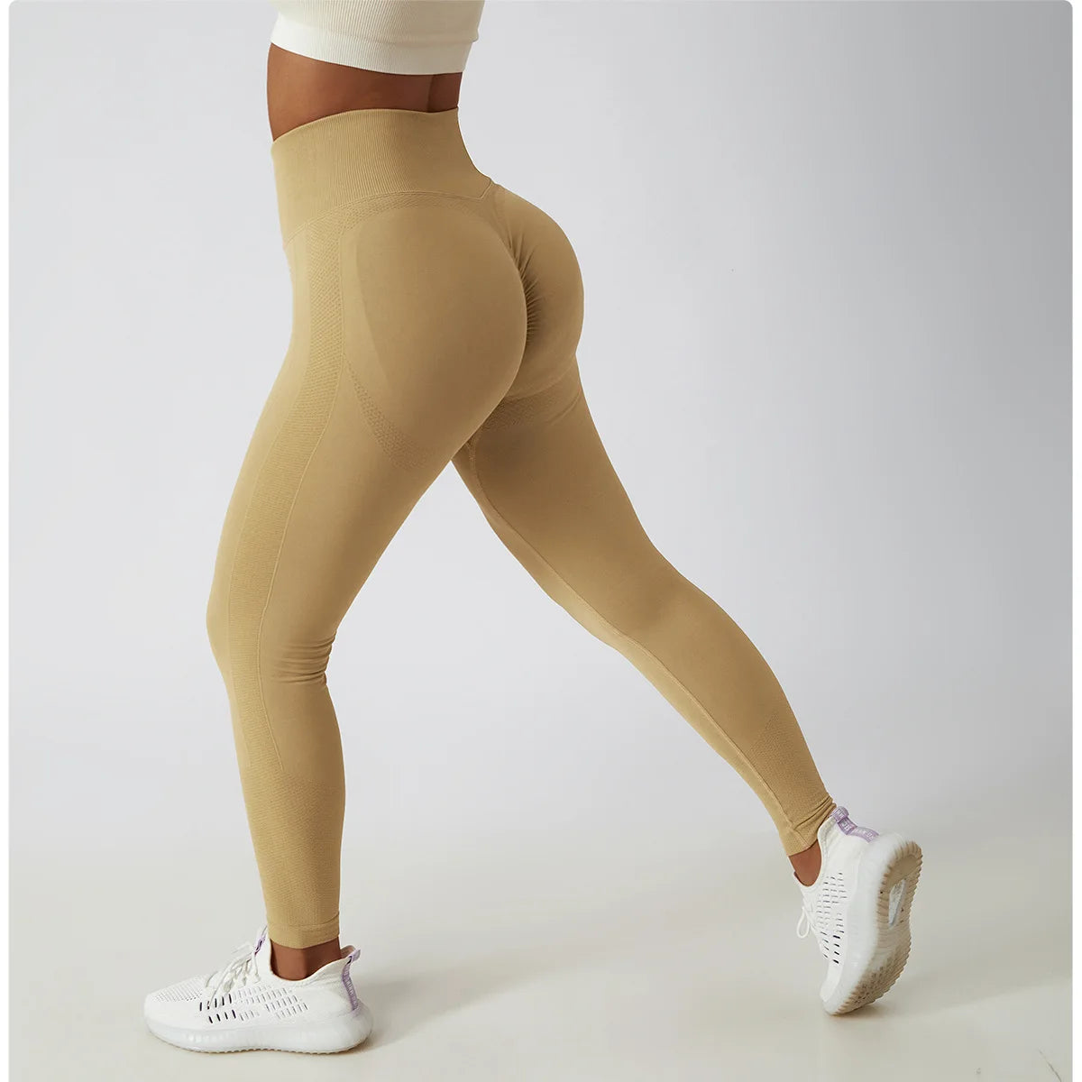 Women's Ribbed Seamless Yoga Pants High Waist Gym Leggings Sports Fitness Legging Running Tights