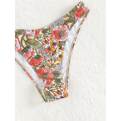 Floral Printed Brazilian Mid Waist Bikini Women Swimwear Swimsuit Two-piece Bikini set Bather Bathing Suit The Clothing Company Sydney