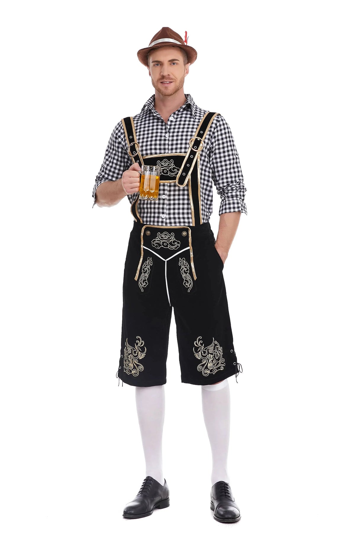 Men's Three Piece Oktoberfest Lederhosen Costume Bavarian German Festivals Suspenders Shirt Hat Male Cosplay Costume The Clothing Company Sydney