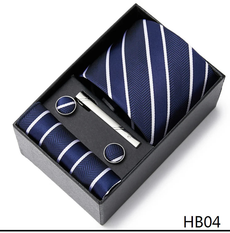 7.5 cm Width Tie Sets Black Men's Tie Hankerchiefs Cufflinks clip Box wedding gift handmade Necktie Set The Clothing Company Sydney