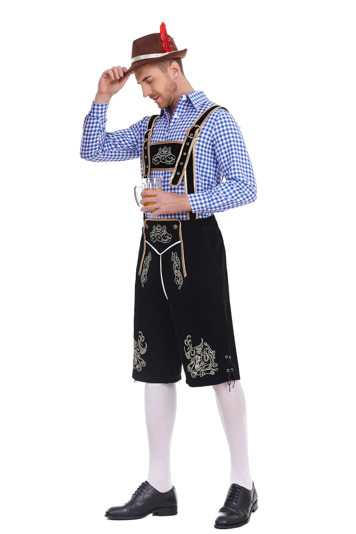 Men's Three Piece Oktoberfest Lederhosen Costume Bavarian German Festivals Suspenders Shirt Hat Male Cosplay Costume The Clothing Company Sydney