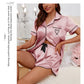 Women's Silk Satin Pyjama Set Button Down Short Sleeve Tops With Shorts 2 Pieces Sleepwear Suit Nightwear Loungewear The Clothing Company Sydney