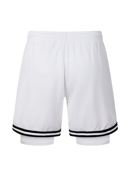 2 in 1 Summer Men's Sports Elastic Waist Basketball Training Shorts Fitness Running Breathable Quick Dry Sportswear Bottoms