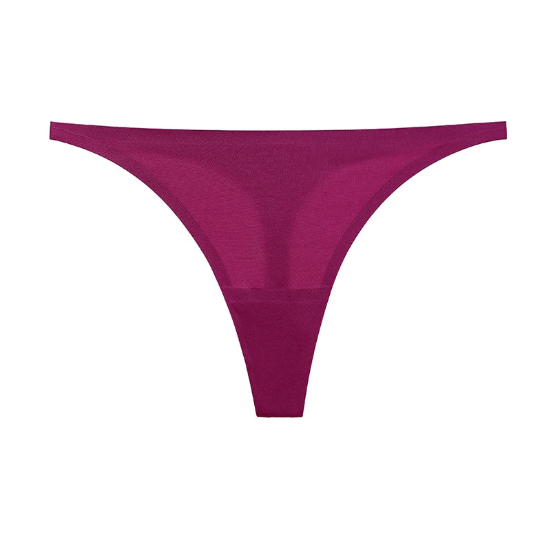 Ice silk thong women's panties, seamless G-string briefs with T-back design in soft, lightweight fabric