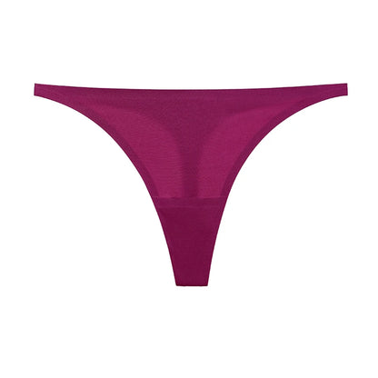Ice silk thong women's panties, seamless G-string briefs with T-back design in soft, lightweight fabric