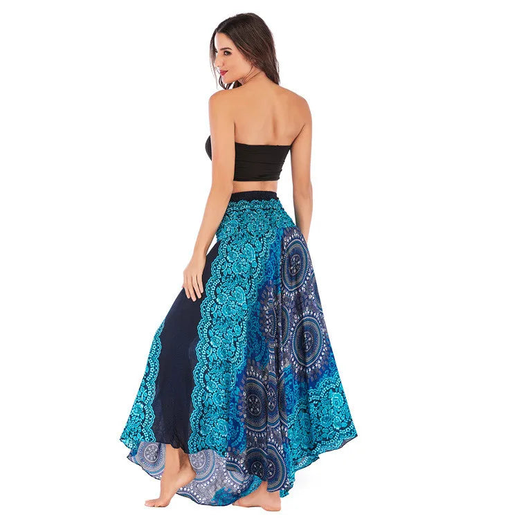 Bohemian Fashion Skirts Woman Long Boho Floral Elastic Waist Women's Skirt