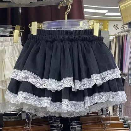 Y2k Cute Ruffled Plaid Skirt Punk Rock Casual Women's Skirts