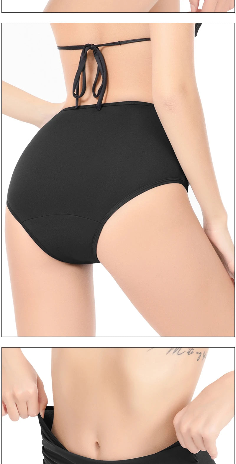 4-Layer Leak Proof Period Swimwear Bikini Bottoms Absorbent Beachwear Panties Plus Size Menstrual Swimsuit