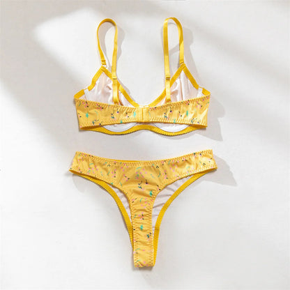 Knitted Lingerie 2 Piece Set Fashion Flower Printing Push Up Bras And Panties Suits Outfits The Clothing Company Sydney