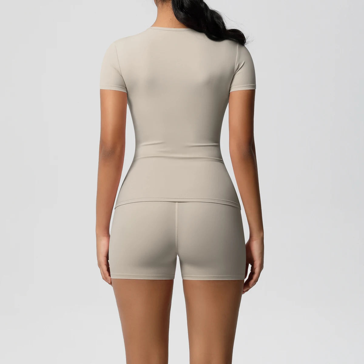 2 Piece Quick-Drying Gym Leggings Set Summer Short Sleeve Breathable Stretchy Yoga Slim Fitness Active Top Women's Cycling Bike Shorts The Clothing Company Sydney