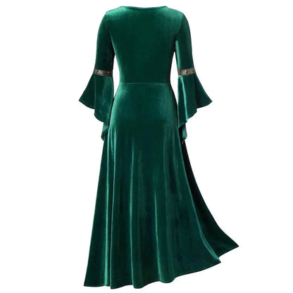 Halloween Costume Long Sleeve Medieval Cosplay Vintage Vampire Witch Victorian Gothic Bandage Dress