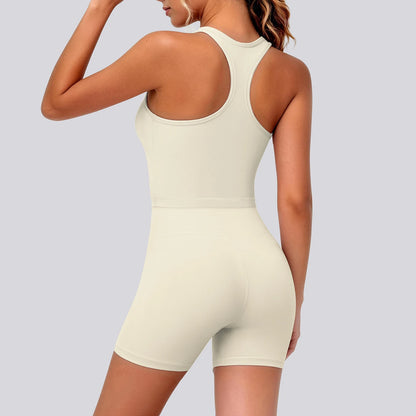 2 Piece Women's Breathable Workout Top I-shaped Vest  Push Up Quick-Dry Summer Yoga Shorts Matching Set