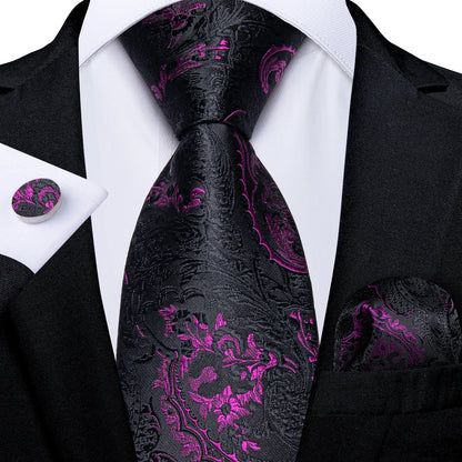 Luxury Purple Paisley Silk Tie Set for Men – 8cm Gift Set The Clothing Company Sydney