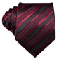 Men's Business Red Striped Silk Tie Hanky Cufflinks Wedding Party Casual Necktie Set