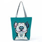 Bull Terrier Dog Print Shopping Bags Tote Casual Handbags Animal Print School Traveling Shoulder Bag