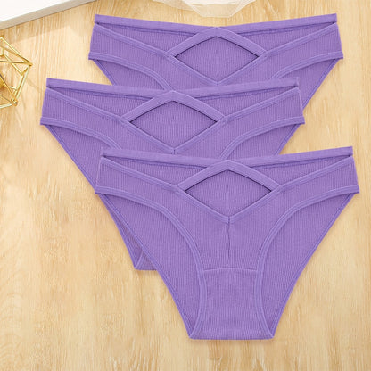 3 Pack Cotton Blend Panties Low-Rise Briefs Lingerie Front Cross Underpants Hollow Out Pantys Underwear The Clothing Company Sydney