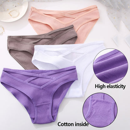 3 Pack Cotton Blend Panties Low-Rise Briefs Lingerie Front Cross Underpants Hollow Out Pantys Underwear The Clothing Company Sydney