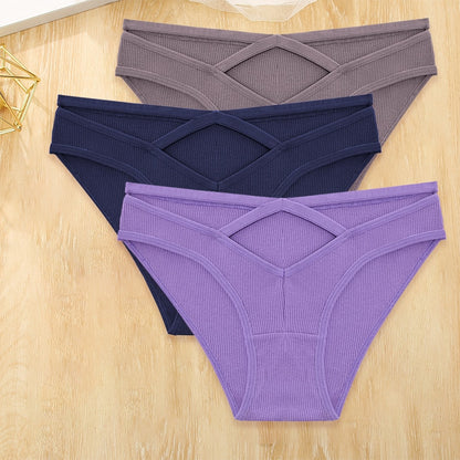 3 Pack Cotton Blend Panties Low-Rise Briefs Lingerie Front Cross Underpants Hollow Out Pantys Underwear The Clothing Company Sydney