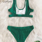 Feather Yarn Solid Bikini Set Plain Hollow out Padded Two Piece Swimwear Thong Swimsuits The Clothing Company Sydney