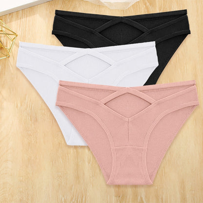 3 Pack Cotton Blend Panties Low-Rise Briefs Lingerie Front Cross Underpants Hollow Out Pantys Underwear The Clothing Company Sydney