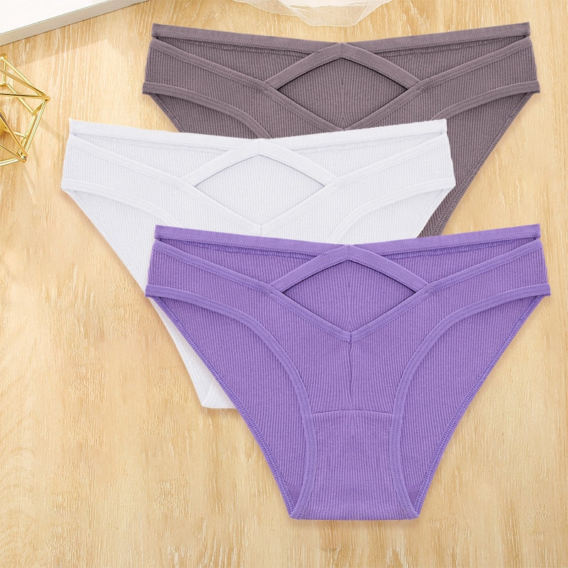 3 Pack Cotton Blend Panties Low-Rise Briefs Lingerie Front Cross Underpants Hollow Out Pantys Underwear The Clothing Company Sydney