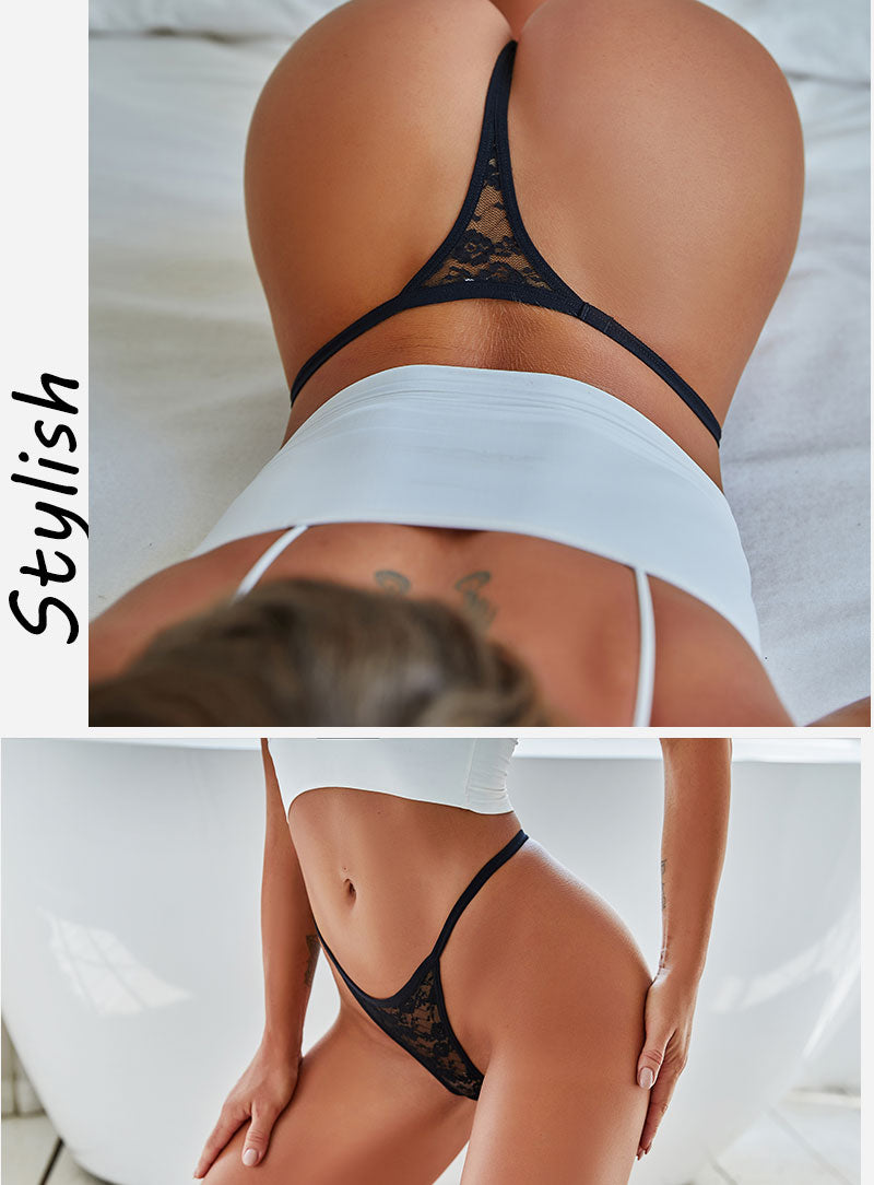 2 Pack Set Women's Lace Panties Low Waist G-String Underwear Solid Hollow  Out Transparent Thong Soft Breathable Lingerie
