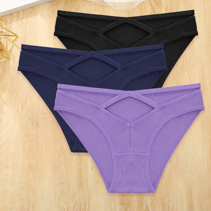 3 Pack Cotton Blend Panties Low-Rise Briefs Lingerie Front Cross Underpants Hollow Out Pantys Underwear The Clothing Company Sydney