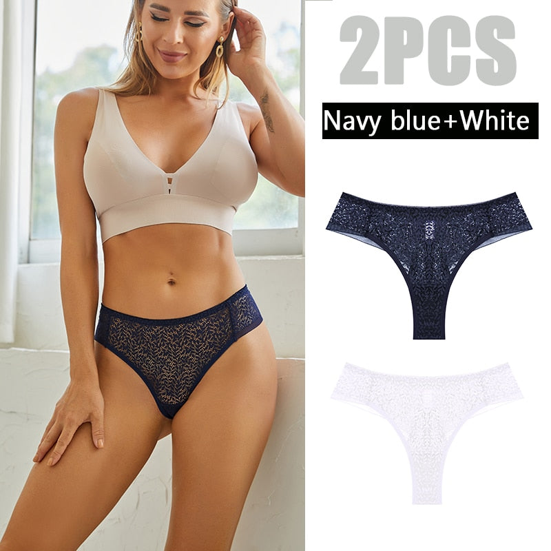 2 Pack Panties Lace Thongs Underwear Intimates Lingerie Low Waist T-Back Floral Hollow Out Ladies G-strings The Clothing Company Sydney