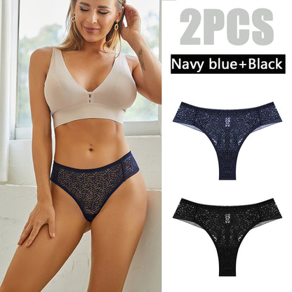 2 Pack Panties Lace Thongs Underwear Intimates Lingerie Low Waist T-Back Floral Hollow Out Ladies G-strings The Clothing Company Sydney