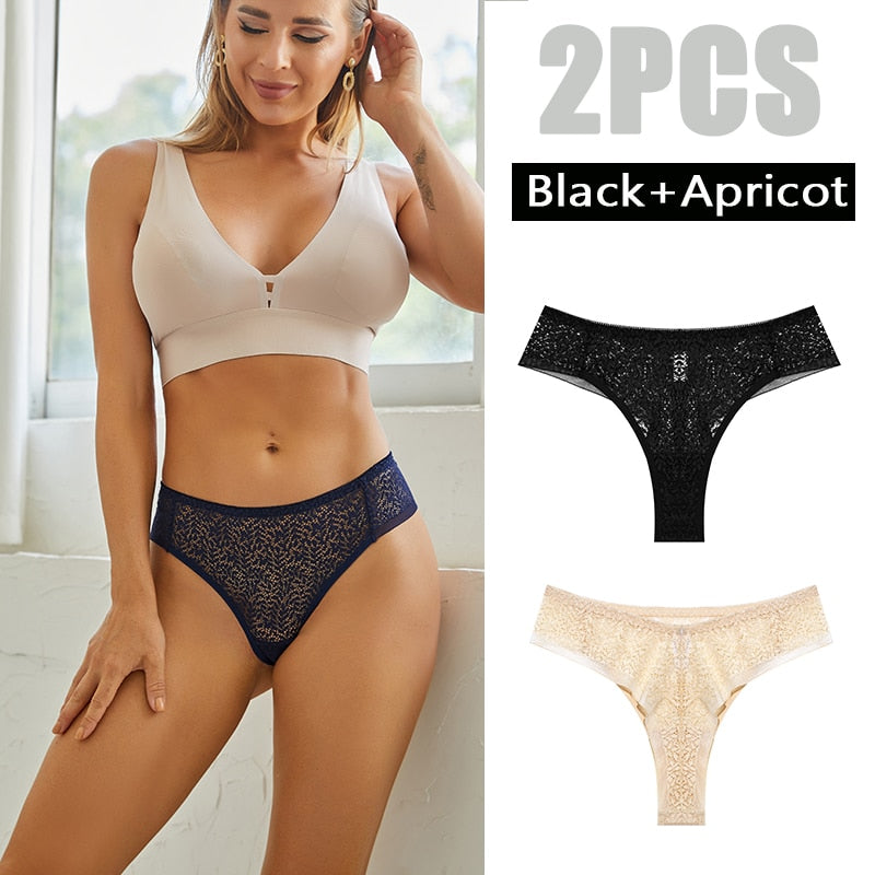 2 Pack Panties Lace Thongs Underwear Intimates Lingerie Low Waist T-Back Floral Hollow Out Ladies G-strings The Clothing Company Sydney