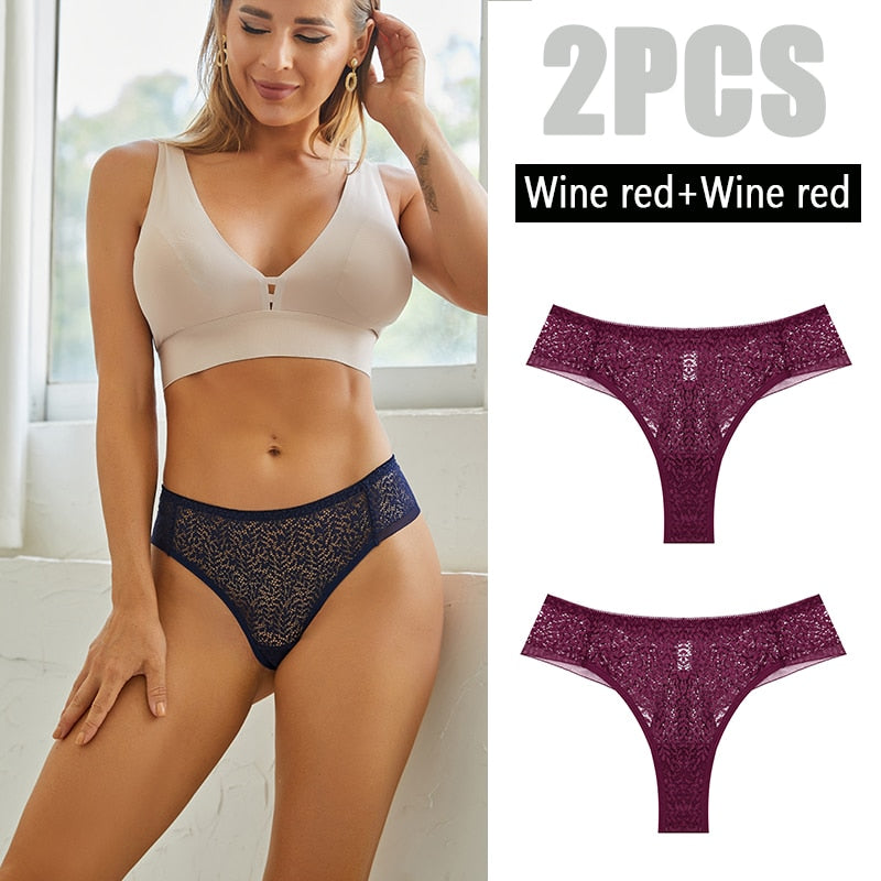 2 Pack Panties Lace Thongs Underwear Intimates Lingerie Low Waist T-Back Floral Hollow Out Ladies G-strings The Clothing Company Sydney