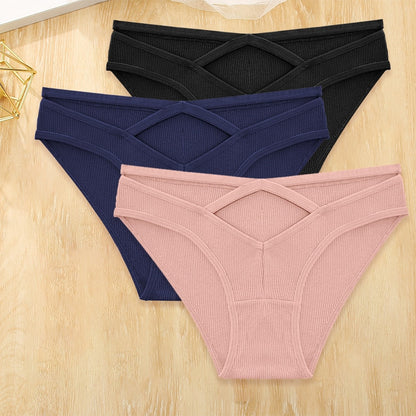 3 Pack Cotton Blend Panties Low-Rise Briefs Lingerie Front Cross Underpants Hollow Out Pantys Underwear The Clothing Company Sydney