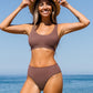 Feather Yarn Solid Bikini Set Plain Hollow out Padded Two Piece Swimwear Thong Swimsuits The Clothing Company Sydney