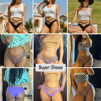 3 Pack Cotton Blend Panties Low-Rise Briefs Lingerie Front Cross Underpants Hollow Out Pantys Underwear The Clothing Company Sydney