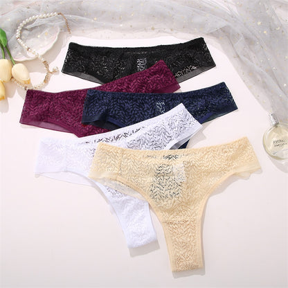 2 Pack Panties Lace Thongs Underwear Intimates Lingerie Low Waist T-Back Floral Hollow Out Ladies G-strings The Clothing Company Sydney