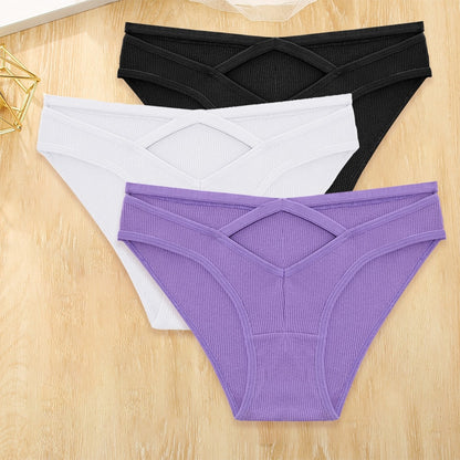3 Pack Cotton Blend Panties Low-Rise Briefs Lingerie Front Cross Underpants Hollow Out Pantys Underwear The Clothing Company Sydney