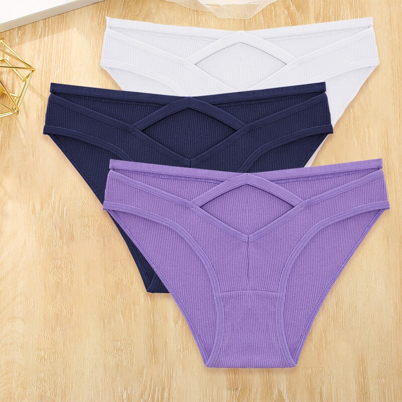 3 Pack Cotton Blend Panties Low-Rise Briefs Lingerie Front Cross Underpants Hollow Out Pantys Underwear The Clothing Company Sydney