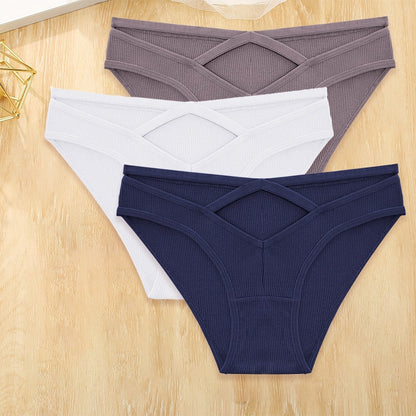 3 Pack Cotton Blend Panties Low-Rise Briefs Lingerie Front Cross Underpants Hollow Out Pantys Underwear The Clothing Company Sydney