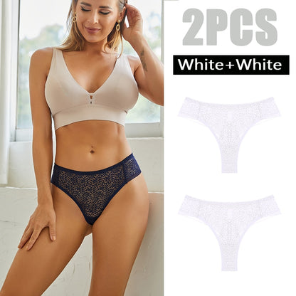 2 Pack Panties Lace Thongs Underwear Intimates Lingerie Low Waist T-Back Floral Hollow Out Ladies G-strings The Clothing Company Sydney