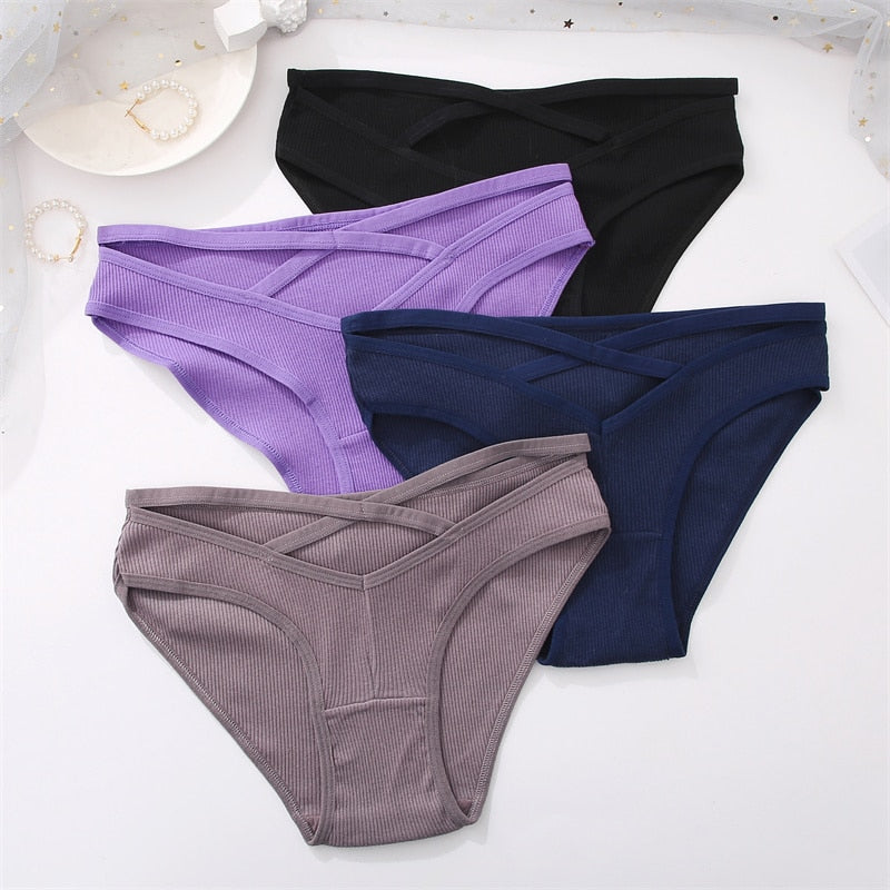 3 Pack Cotton Blend Panties Low-Rise Briefs Lingerie Front Cross Underpants Hollow Out Pantys Underwear The Clothing Company Sydney