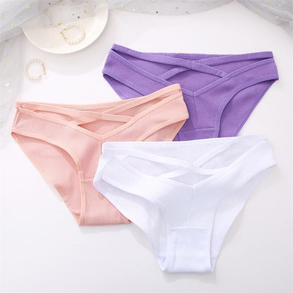 3 Pack Cotton Blend Panties Low-Rise Briefs Lingerie Front Cross Underpants Hollow Out Pantys Underwear The Clothing Company Sydney